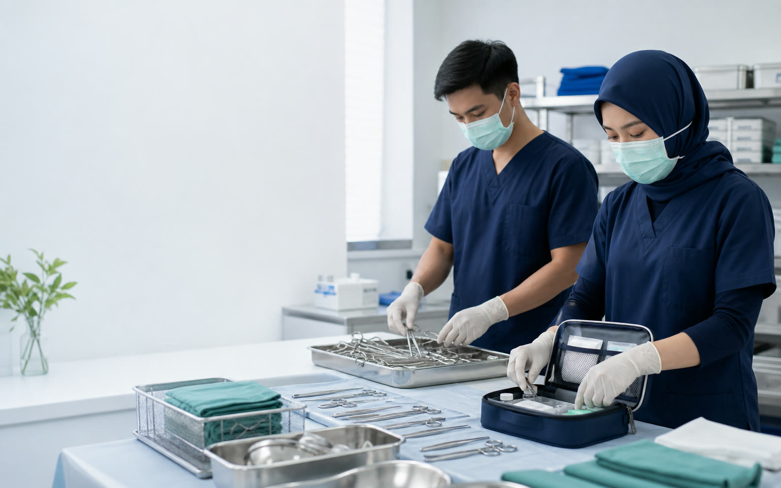 Tenaga medis Indonesia menyiapkan alat kesehatan SAIMED